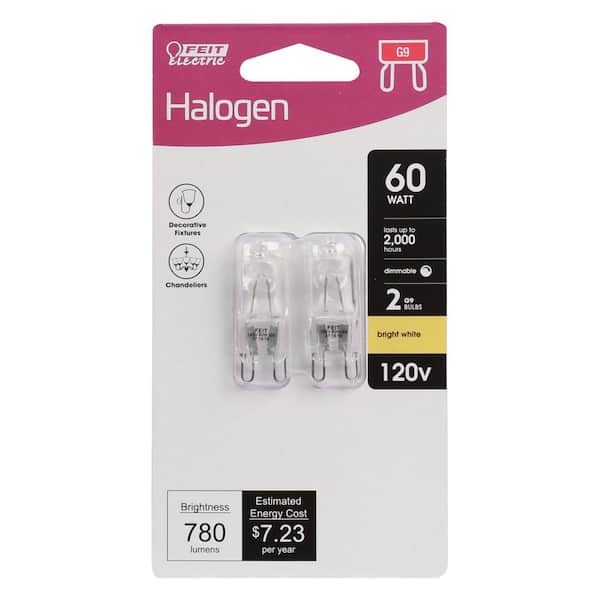 60-Watt Bright White (3000K) T4 G9 Bi-Pin Base Dimmable Decorative Halogen Light Bulb (2-Pack)