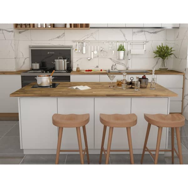 8 ft. L x 25.5 in. D, Acacia Butcher Block Standard Countertop in Brown with Square Edge