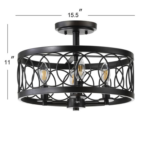 Sylvain 15.5 in. Oil Rubbed Bronze Metal LED Semi-Flush Mount