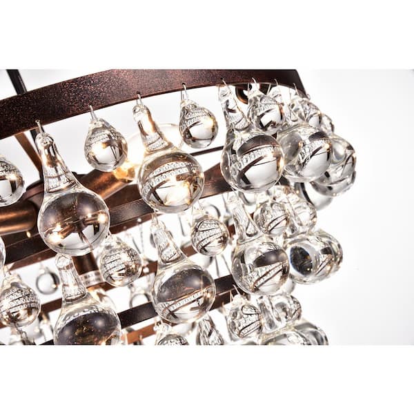 Clarus 5-Light Antique Copper 4-Tier Glam Chandelier with Clear Glass Hanging Crystals