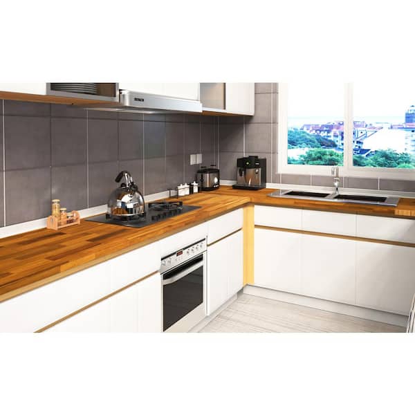 6 ft. L x 25 in. D, Acacia Butcher Block Standard Countertop in Golden Teak with Square Edge