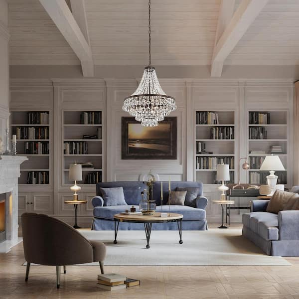 Clarus 7-Light Antique Copper Glam Empire Chandelier with Clear Glass Hanging Crystals