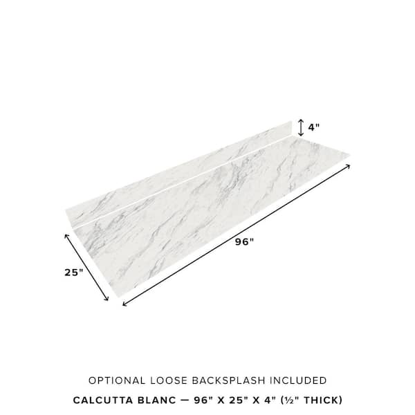 8 ft. L x 25 in. D Engineered Composite Countertop in Calcutta Blanc with Satin Finish