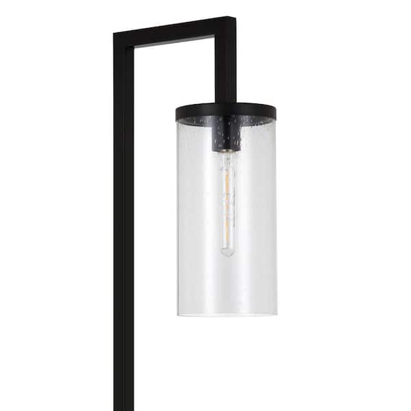 Malva 26 in. Blackened Bronze Table Lamp with Seeded Glass Shade