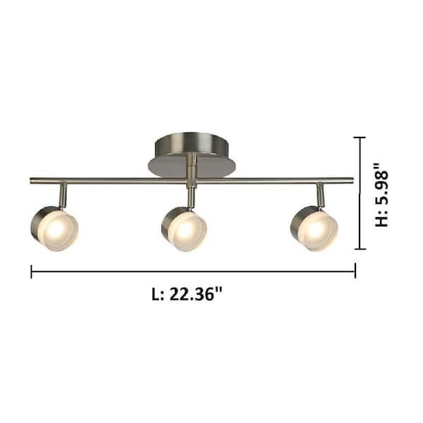 Less than 2 ft. 3-Light Brushed Nickel Semi-Flushmount LED Fixed Track Lighting Kit