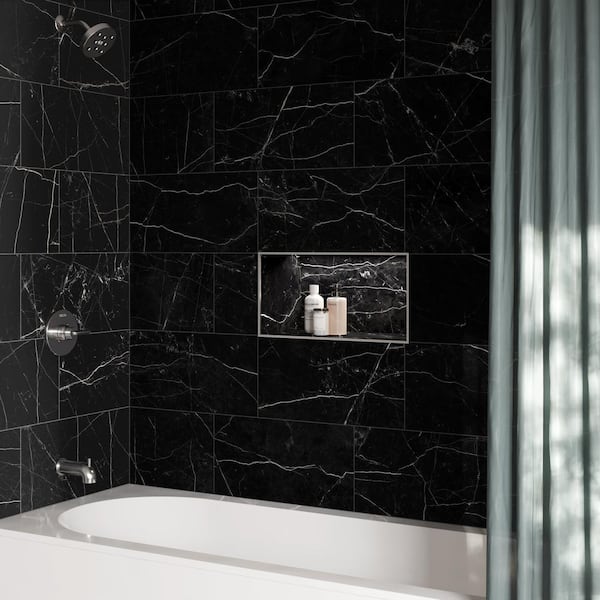 Impero Black 12 in. x 24 in. Porcelain Floor and Wall Tile (15.50 sq.ft./Case)