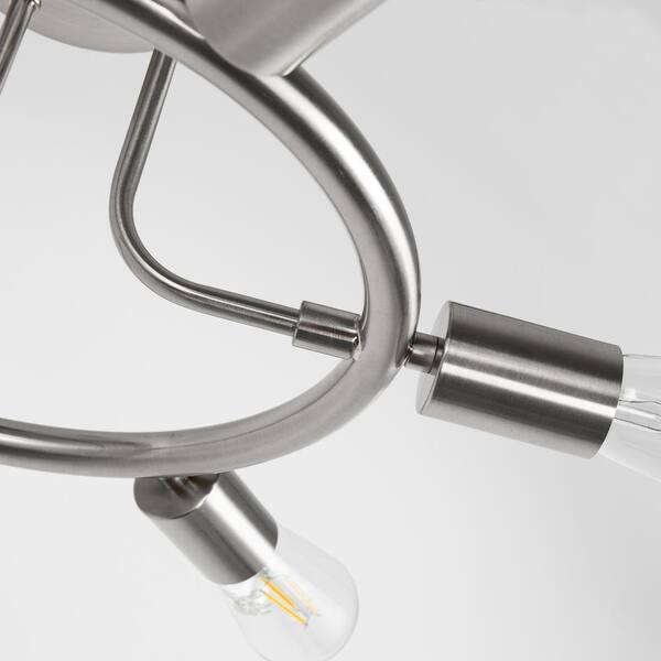 18.31 in. 6-Light Brushed Nickel Modern Sputnik Semi Flush Mount Ceiling Light, Wagon Wheel Design Chandelier Hallway