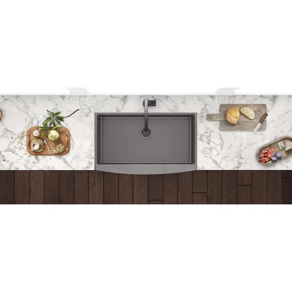 Farmhouse Apron-Front Stainless Steel 30 in. Single Bowl Kitchen Sink in Gunmetal Black Matte