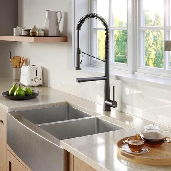 16-Gauge Stainless Steel 36 in. Double Bowl Farmhouse Apron Kitchen Sink with Grid and Basket Strainer