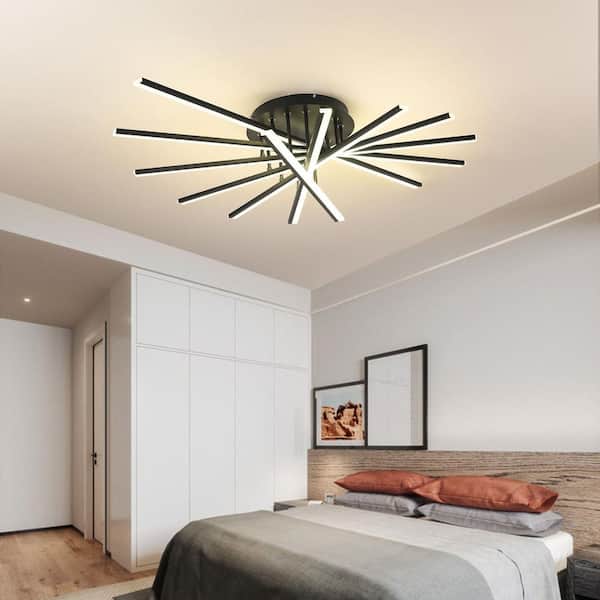 42.5 in. 7-Light Black Integrated LED Modern Creative Flush Mount Ceiling Lamp