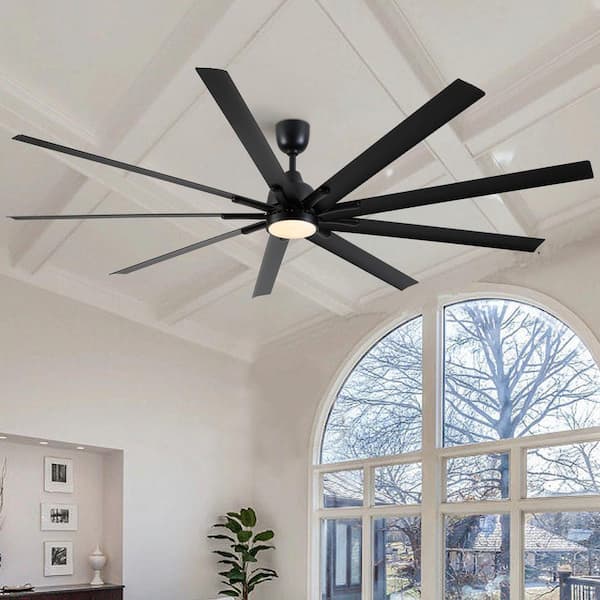 84 in. Industrial Indoor Large Black Ceiling Fans with LED Light Kit for Patio, Remote and DC Reversible Motor Included