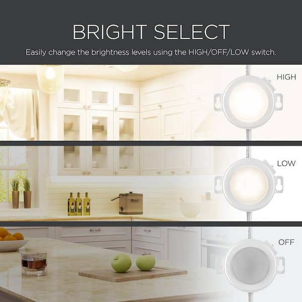 EZ Link Linkable Plug-in LED White Puck Light with High/Low Switch (3-Pack)