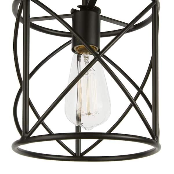 Hastings 60-Watt 1-Light Satin Bronze Pendant with Cage Shade