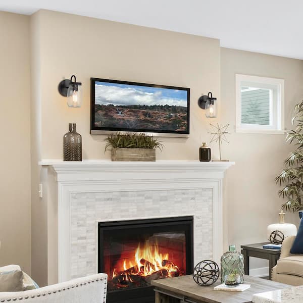 Modern Farmhouse 1-Light Oil-Rubbed Bronze Wall Sconce with Classic Mason Jar Glass Shade Rustic Bath Wall Light