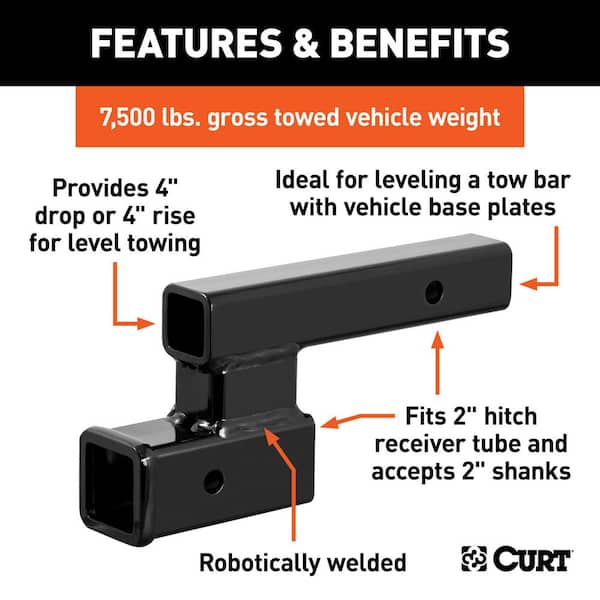 Receiver Hitch Adapter (2 in. Shank 4 in. Drop 7,500 lbs.)