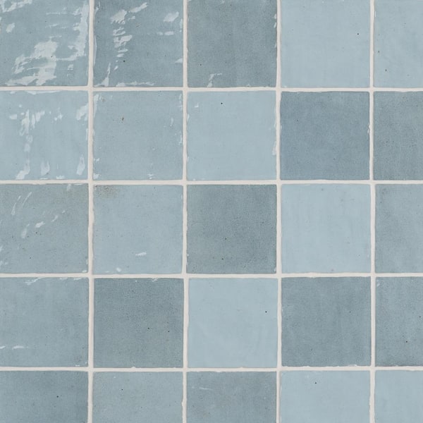 Kingston Sky Blue 4 in. x 4 in. Glazed Ceramic Wall Tile (5.38 sq. ft./case)