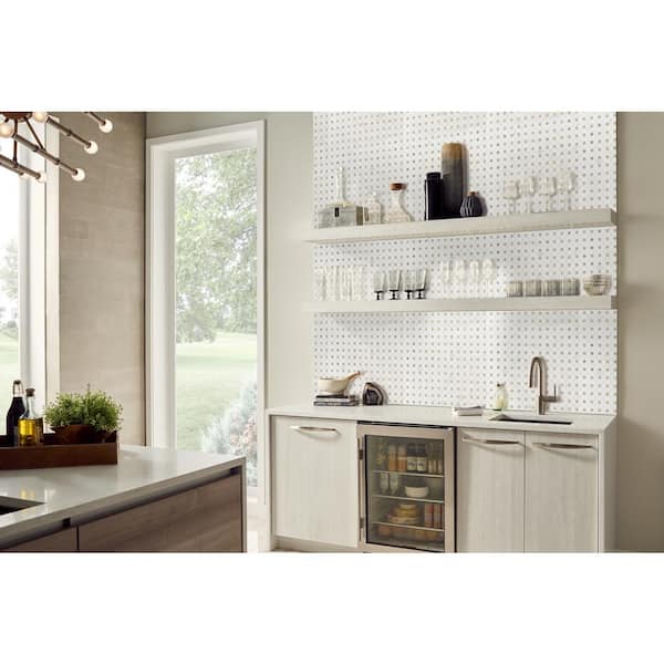 Bianco Dolomite Crema Dotty 12.4 in. x 12.4 in. x 10 mm Polished Marble Mosaic Tile (10.7 sq. ft. / case)