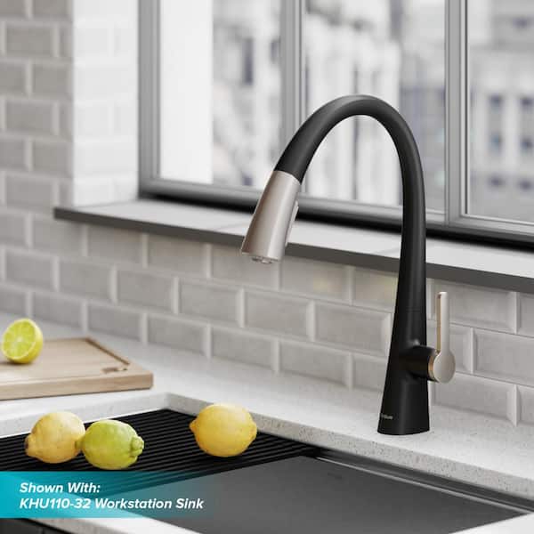 Nolen Single-Handle Pull-Down Sprayer Kitchen Faucet with Dual Function Sprayer in Spot Free Stainless Steel/Matte Black