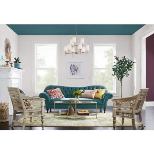 Driscoll 9-Light Satin Brass Mid-Century Modern Hanging Chandelier with Inside White Painted Etched Glass