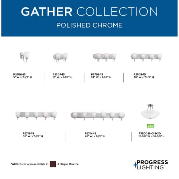 Gather Collection 17-Watt Polished Chrome Integrated LED Semi-Flush Mount