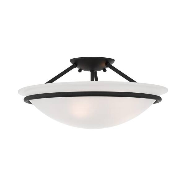 Walcott 3-Light Ceiling Black Incandescent Semi-Flush Mount