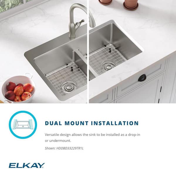 Avenue 18-Gauge Stainless Steel 33 in. Double Bowl Drop-In/Undermount Kitchen Sink with Low Divide