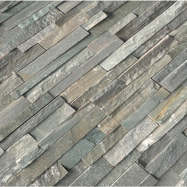 Sierra Blue Ledger Panel 6 in. x 24 in. Natural Quartzite Wall Tile (4 sq. ft./case)