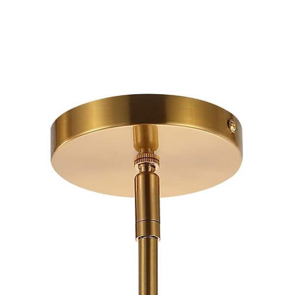 Homer 13 in. 1-Light Brass Gold/White Modern Industrial Iron LED Dome Globe Pendant