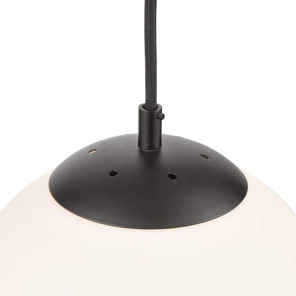 Zeno 1-Light Black/White Globe Pendant with Glass Shade