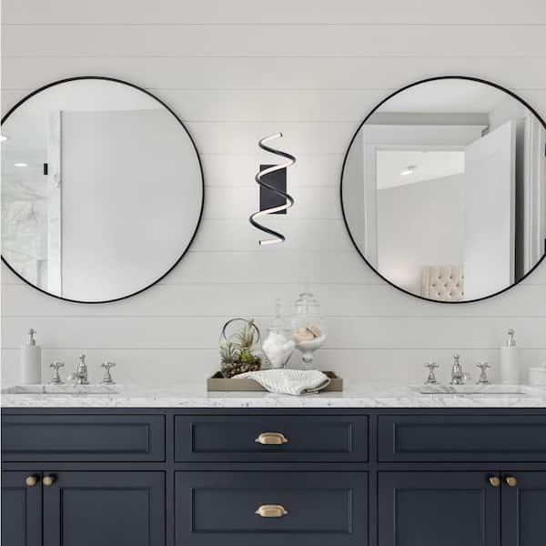 Scribble 7 in. Black Modern Metal Integrated LED Vanity Light Sconce