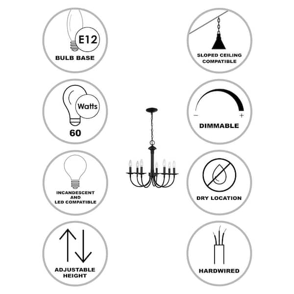 7-Light Oil Rubbed Bronze Candle Chandelier Light Fixture