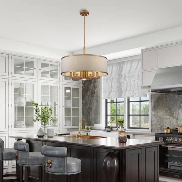 Cameron 7 Light Hand Painted Antique Gold Leaf Chandelier