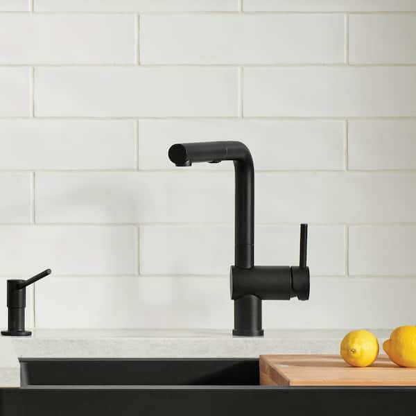 Linus Single-Handle Pull Out Sprayer Kitchen Faucet in Coal Black
