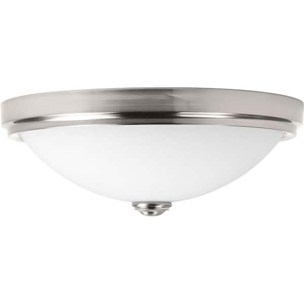 19 in. Linen Collection 30 -Watt Brushed Nickel Integrated LED Flush Mount