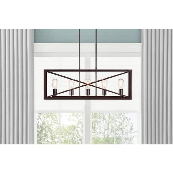 Harwood 60-Watt 5-Light Royal Bronze Pendant with Cage Shade