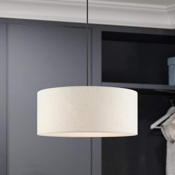 Whitney 3 Light English Bronze Drum Pendant