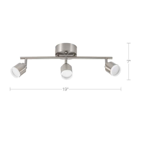 19 in. 3-Light Brushed Steel Integrated LED Track Lighting Kit