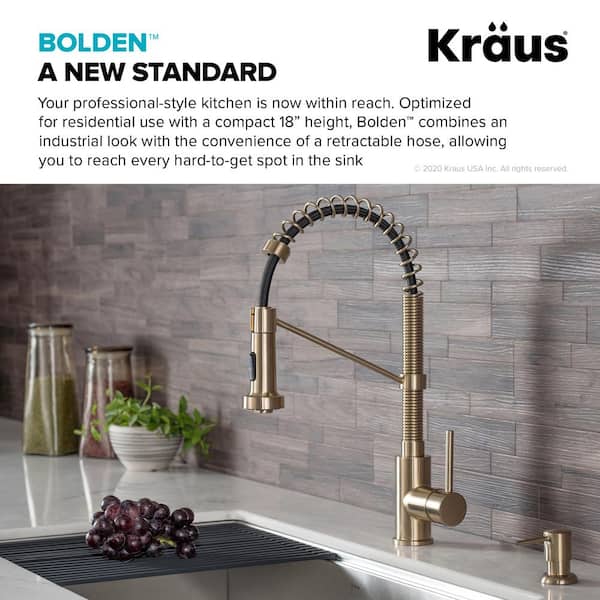 Bolden Single-Handle Pull-Down Sprayer Kitchen Faucet with Dual Function Sprayhead in Spot Free Antique Champagne Bronze