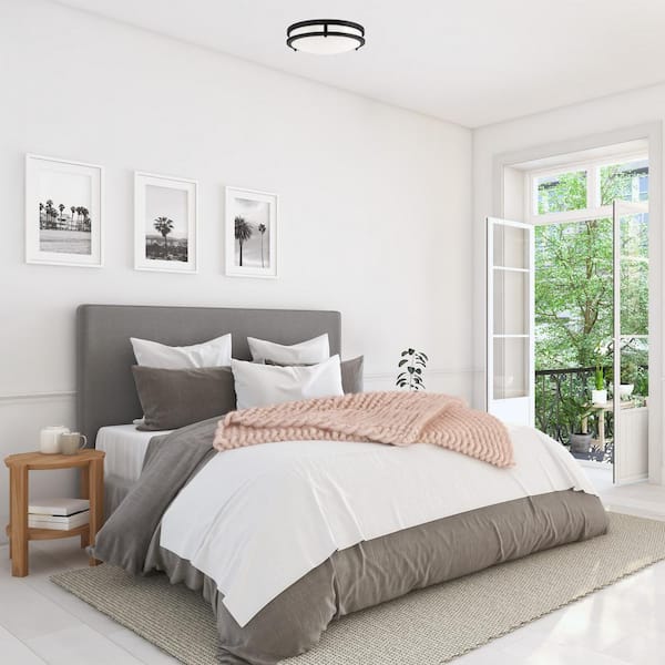 Ripon 14.8 in. W Matte Black Integrated LED Dimmable Flush Mount Ceiling Light