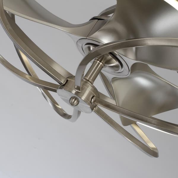 27 in. Bucholz Satin Nickel Downrod Mount LED Chandelier Ceiling Fan with Light and Remote Control