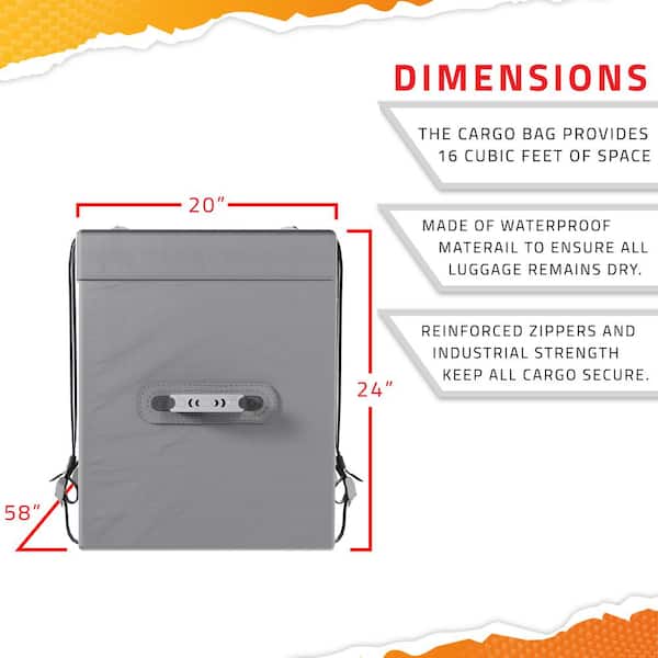 57 in. x 24 in. x 19 in. Gray Waterproof Cargo Carrier Bag - 16 cu. ft. of Dry Storage Space, 500 lbs. Capacity