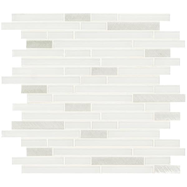 Lucid Sky Interlocking 11.81 in. x 12 in. Textured Glass Metal Look Wall Tile (19.6 sq. ft./Case)