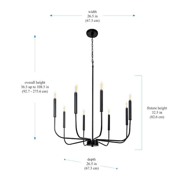 Louis 8-Light Black Candlestick Chandelier
