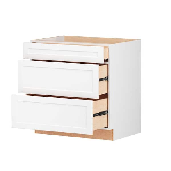 Designer Series Melvern White Assembled Pots and Pans Drawer Base Kitchen Cabinet (36 in. x 34.5 in. x 23.75 in.)