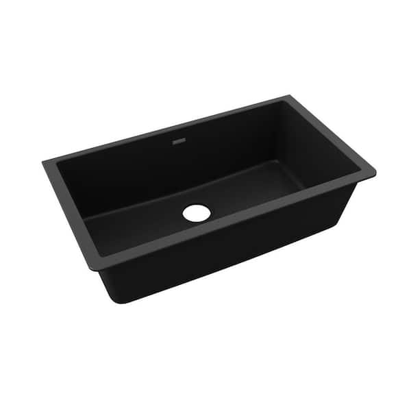 Quartz Classic Black Quartz 33 in. Single Bowl Undermount Kitchen Sink