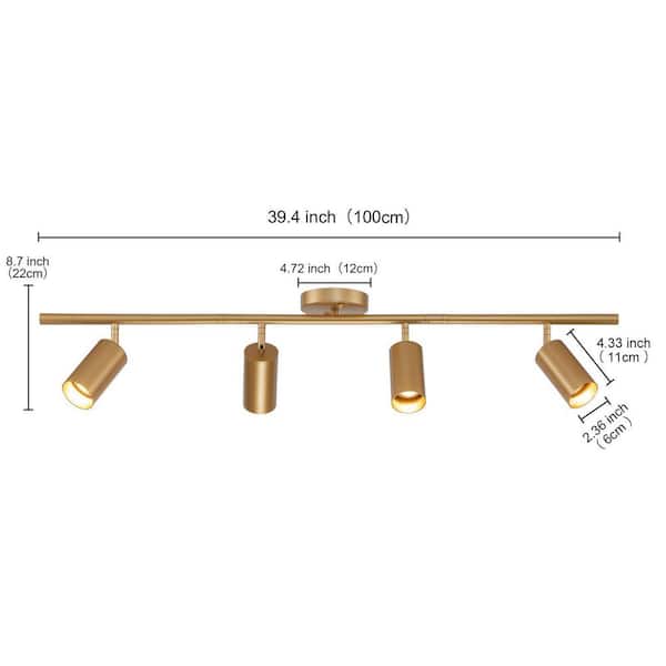 Retta 3 ft. 4-Light Gold Modern Track Light Kit with Fixed Track GU10 Bulb, Lighting Kit with Gimbal Head (1-Pack)