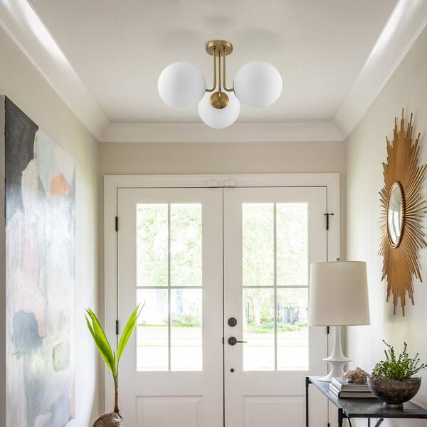 Lueck 22 in. 3-Light Modern Sputnik Globe Semi Flush Mount