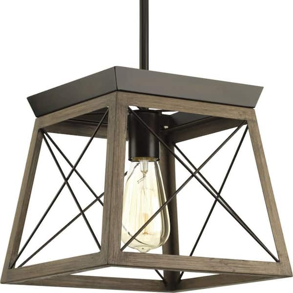 Briarwood Collection 1-Light Antique Bronze Kitchen Farmhouse Mini-Pendant Hanging Light