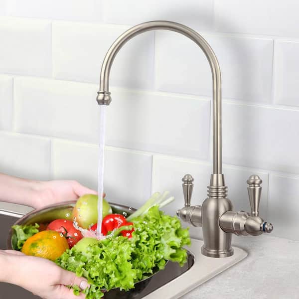 Arlington 2-Handle Instant Hot and Cold Reverse Osmosis Drinking Water Dispenser Faucet in Brushed Nickel