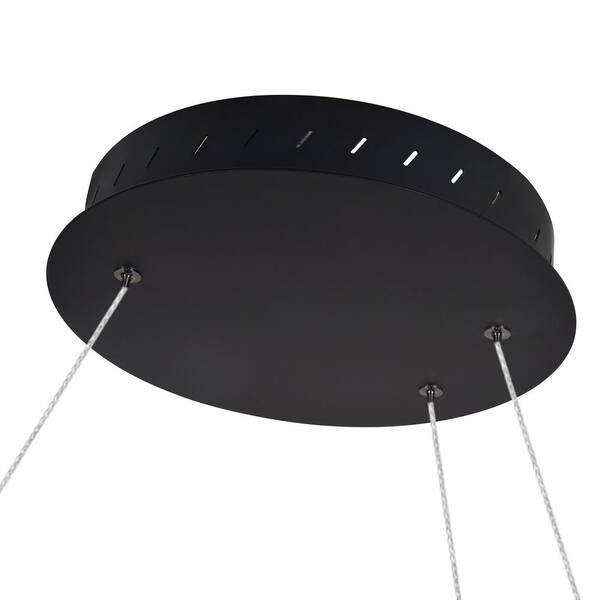 Capella 80-Watt ETL Certified Integrated LED Black Chandelier Height Adjustable 50 in. Pendant Light with 5 LED Circles